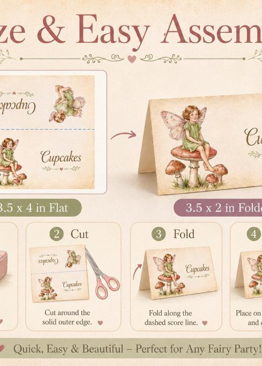 Fairy food tents and place cards for a party table