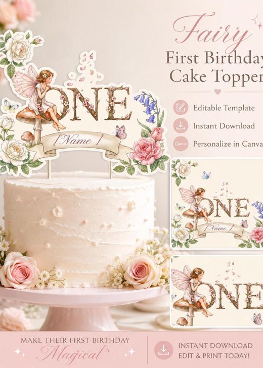 Fairy ONE cake topper for a first birthday