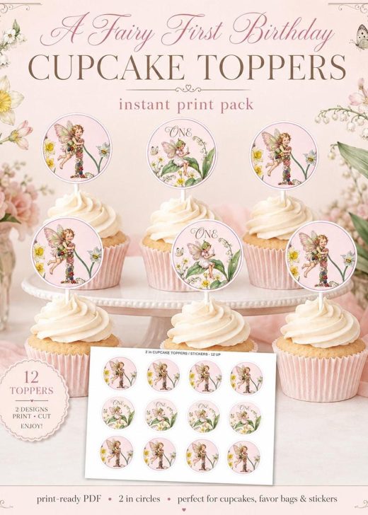 Fairy cupcake toppers, printable 2 inch circles